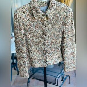 VINTAGE Earl Rutenberg Collection Multicolor RibbonLike Rayon ButtonFront Jacket